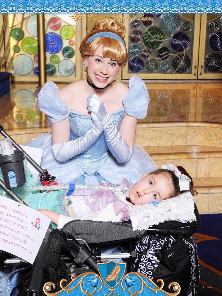 Kennedy with a Disney Princess (Cinderella) on a cruise ship.